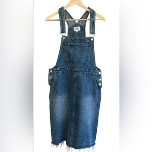 TNR Jeans Retro Western Cowgirl Fisherman Denim Women's Overall Midi  Dress Sz L